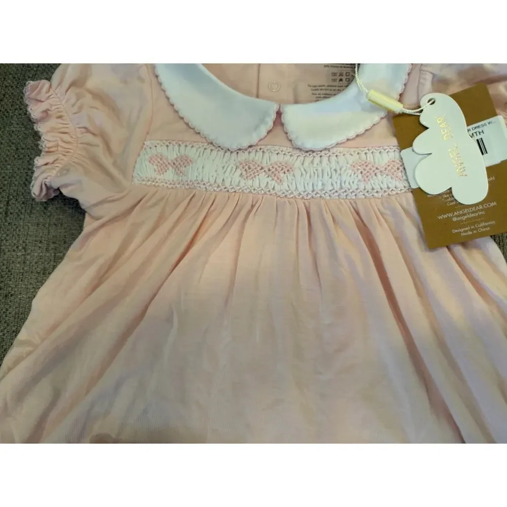 Angel Dear Smocked Bamboo Dress W/ Bloomers Pink Now Themed 12-18 Months NWT